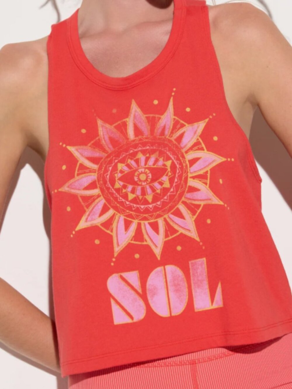 Spiritual Gangster - Comet Racerback Tank Sunset Red